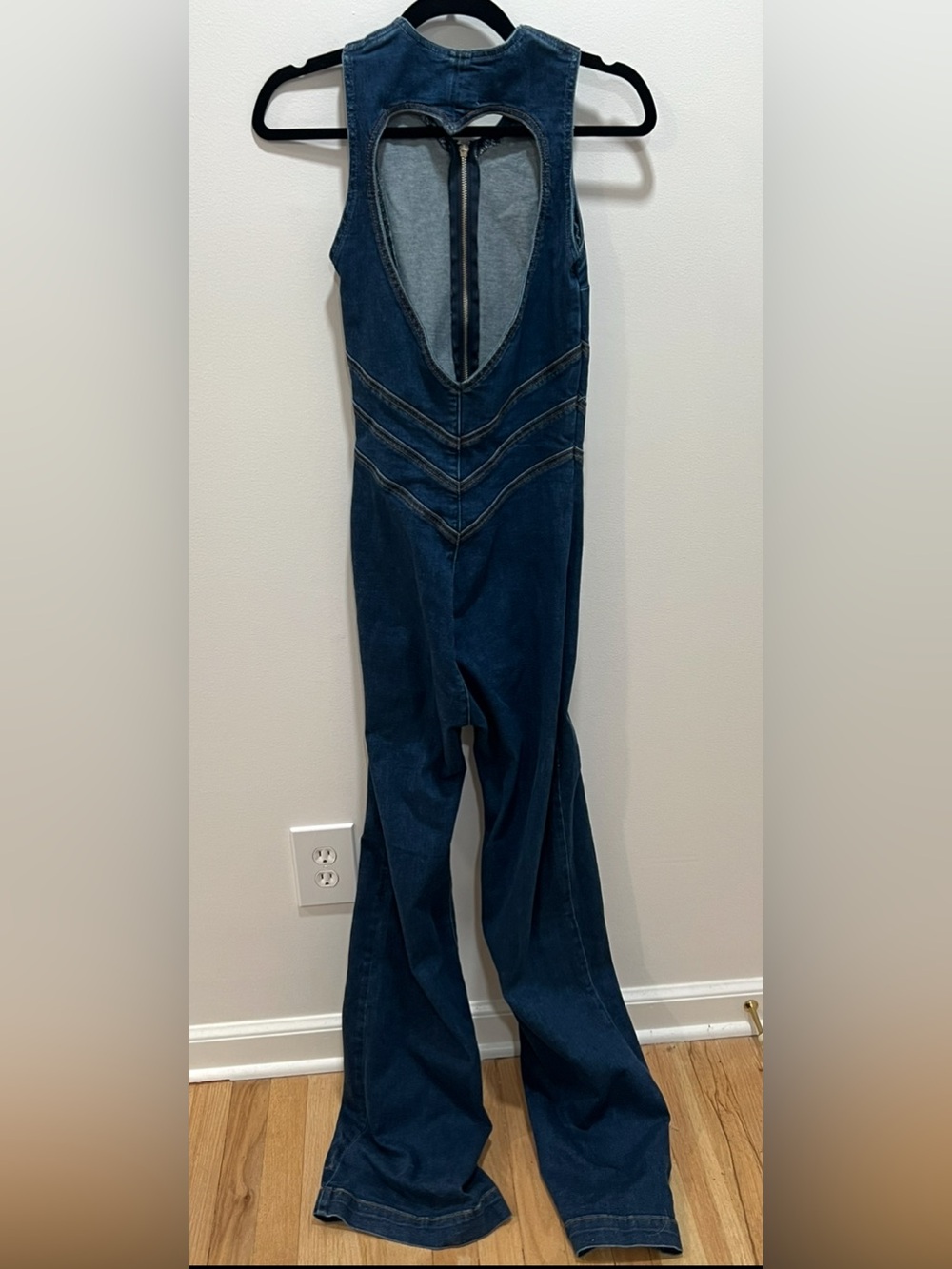 REVICE Hollywood Heartthrob Dark Blue Denim Jumpsuit with O Ring Zipper - Picture 4 of 11